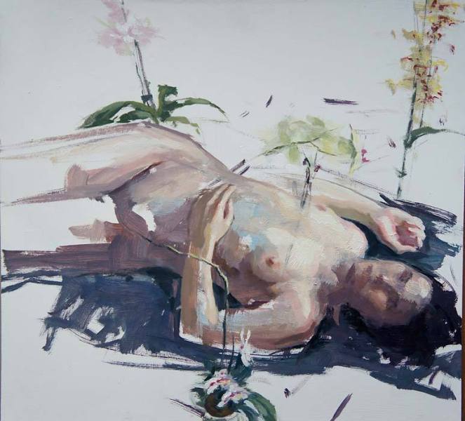 Dean-Fisher_Figure-with-Orchids_19-x-21-inches_3800-1